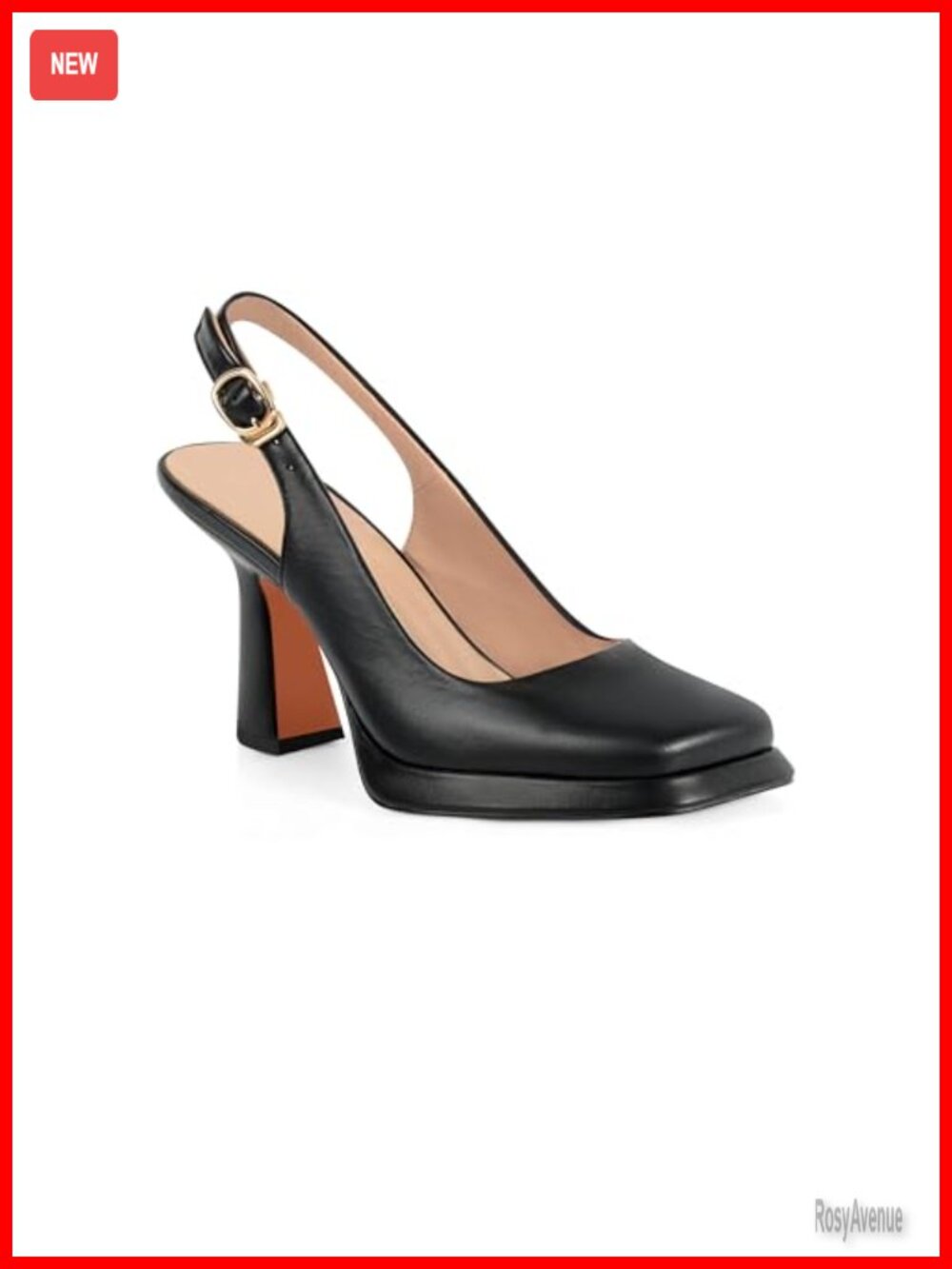 Slingback Square Toe Pumps Chunky Block Heel Dressy Work Shoes